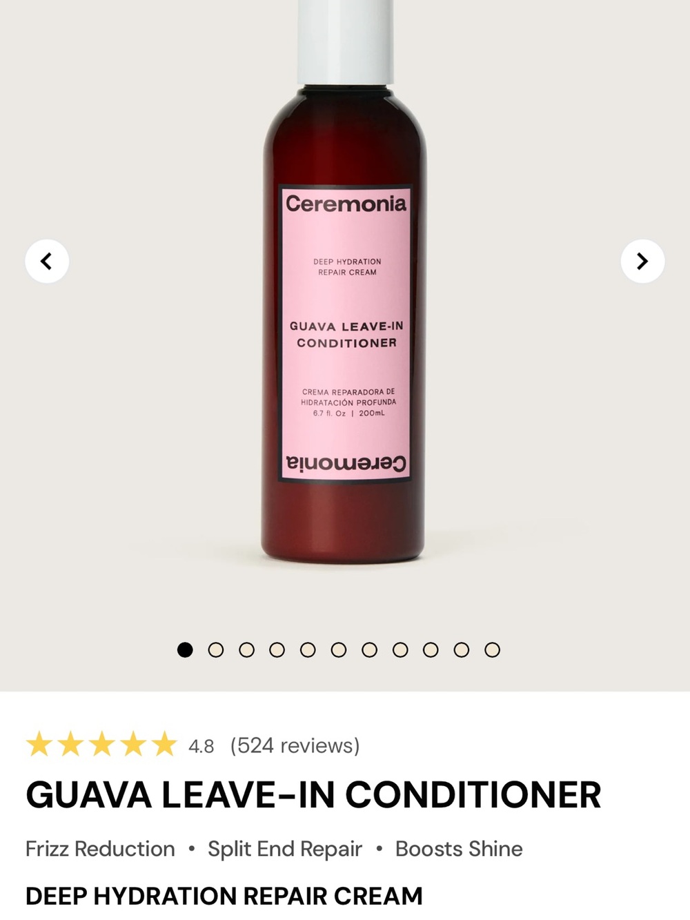 Ceremonia Guava Leave-In Conditioner — Pink Bottle